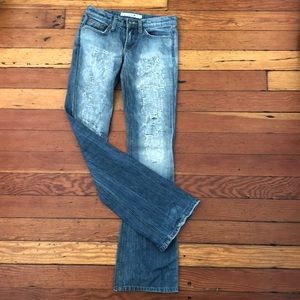Joes, distressed, narrow boot cut jeans